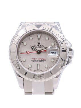 Rolex Yacht Master Rolesium Silver SS Oyster Bracelet Platinum Bezel Card Watch